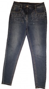 Dolge jeans hlače z biserčki 12+ L