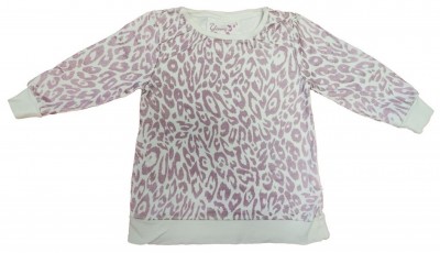 Bel pulover z roza živalskim vzorcem 3-4 L