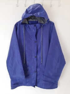 Ženska modra prehodna jakna s kapuco in zadrgo  XL