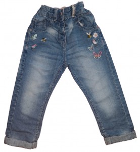 Dolge modre jeans hlače z našitki Next 18-24 M
