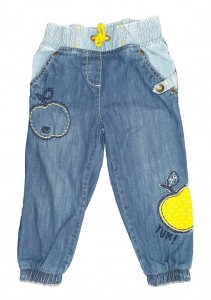 Jeans hlače z vezeninami in našitki 2-3 L