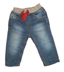 Jeans hlače z elastičnim pasom in vrvico 3-6 M