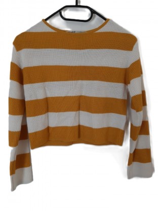 Rumeno bel pleten pulover 8-10 L