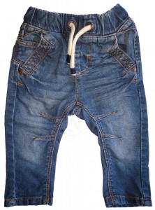 Modre jeans dolge hlače z elastičnim pasom Next