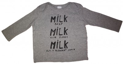 Siva dolga majica milk 3-6 M