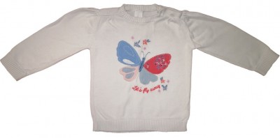 Bel pleten pulover metulj 9-12 M