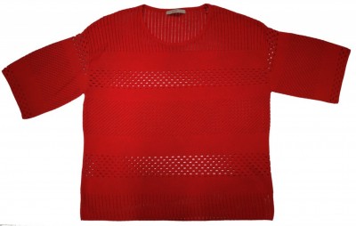 Rdeč pleten pulover kratek rokav XL