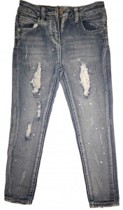 Jeans dolge hlače ratztrgan videz 6-7 L