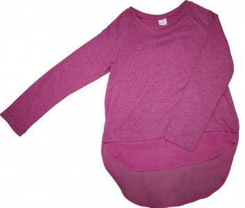 Roza tanek pulover s srajčko spodaj - razprt hrbet 7-8 L