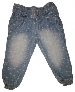 Modre jeans hlače na patent s srčki 18-24 M