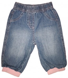 Dolge jeans hlače na patent z elastičnim pasom 3-6 M