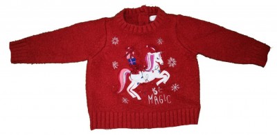Rdeč božični pulover samorog 3-6 M