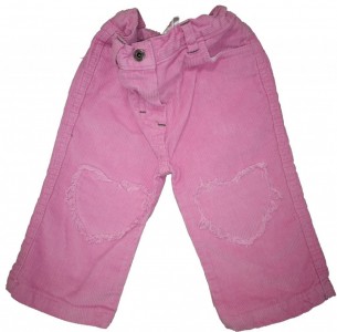 Roza žametne hlače široke s srčkom 6-9 M