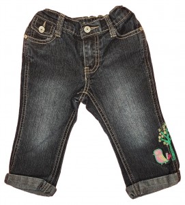 Modre 3/4 jeans hlače z vezenino 18-24 M