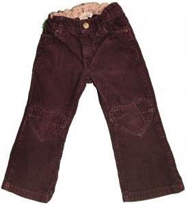 Vijolične žametne hlače s srčki 3-4 L