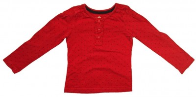 Dolga rdeča majica s pikicami 3-4 L