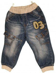 Jeans dolge hlače z elastičnim patentom in pasom 12-18 M