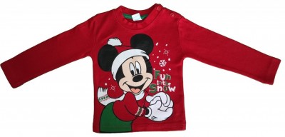 Rdeča dolga majica božična Mickey 12-18 M