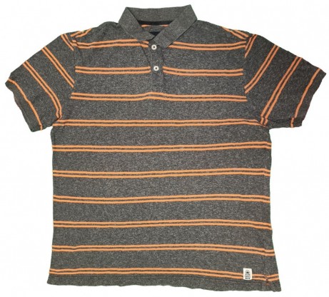 Siva polo kratka majica z oranžnimi črtami L