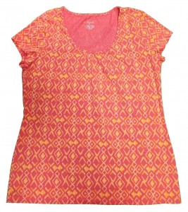 Roza kratka majica z vzorci XL