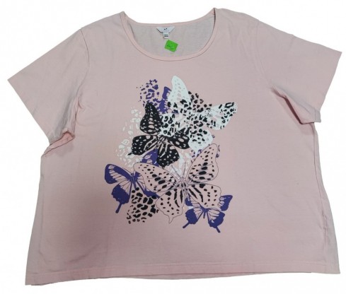 Roza kratka majica krajši model metulji 6XL