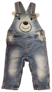 Jeans hlače na naramnice medo 6-9 M