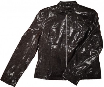 Črna prehodna jaknica usnjena XL