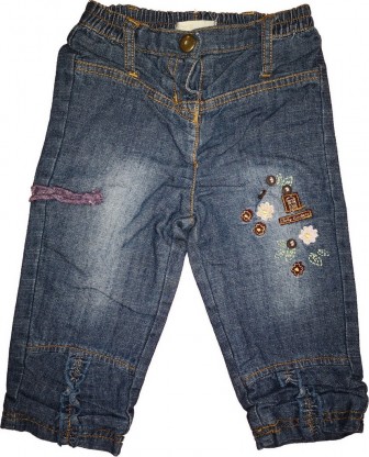 Modre dolge jeans hlače podložene 6-9 M