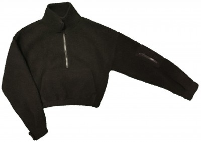 Črn flis zelo topel pulover kratek model S