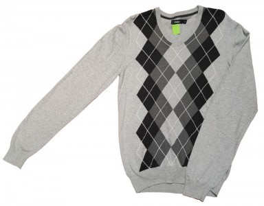 Siv pleten pulover s karo vzorci S