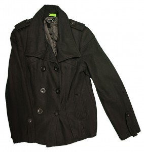 Črna zimska bunda na gumbe XL