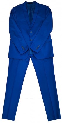Modra elegantna obleka (hlače na rob in suknjič) L