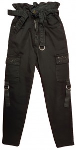 Črne jeans hlače z visokim pasom in žepi 10-11 L