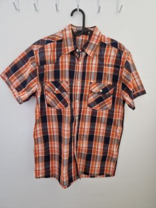 Oranžna karirasta kratka srajca S