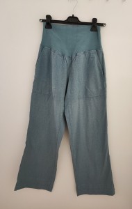 Modre široke lanene hlače nosečniške S