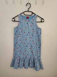 Modra poletna oblekica rožice 9-10 L