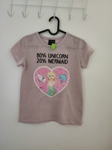 Roza pletena kratka majica unicorn/mermaid 10-11 L