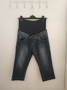 Modre jeans nosečniške 3/4 hlače S