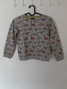 Siv pulover z dinozavri 9-10 L
