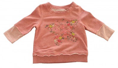 Roza puloverček z vezenino Next 3-6 M