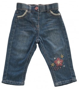 Tanke jeans hlače z vezenino Nutmeg 3-6 M