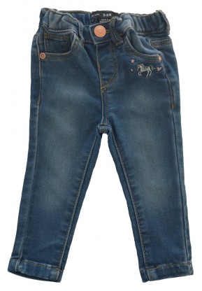 Modre jeans mehke hlače z regulacijo Denim&Co. 3-6 M