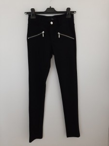 Črne hlače s srebrno zadrgo brez žepov XS
