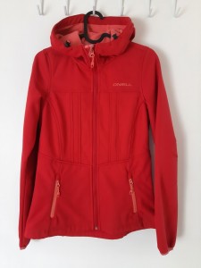 Rdeča prehodna jakna s kapuco XS
