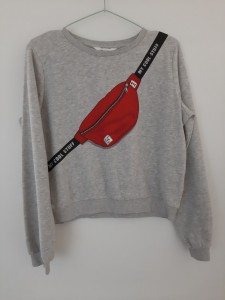 Siv pulover s sliko 14-15 L
