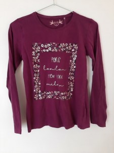 Vijolična majica dolg rokav z rožicami 11-12 L