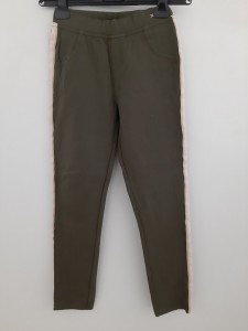 Dekliške zelene trenirka hlače z roza črto 8-9 L