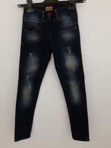 Dekliške modre jeans hlače z dvema gumboma 7-8 L