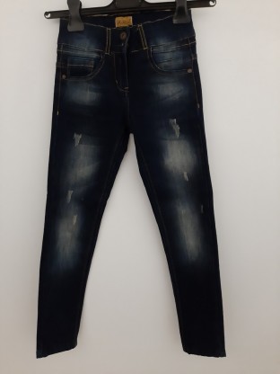 Dekliške modre jeans hlače z dvema gumboma 7-8 L