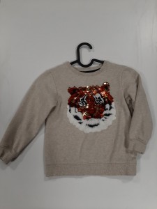 Dekliški bež pulover s tigrom 4-6 L